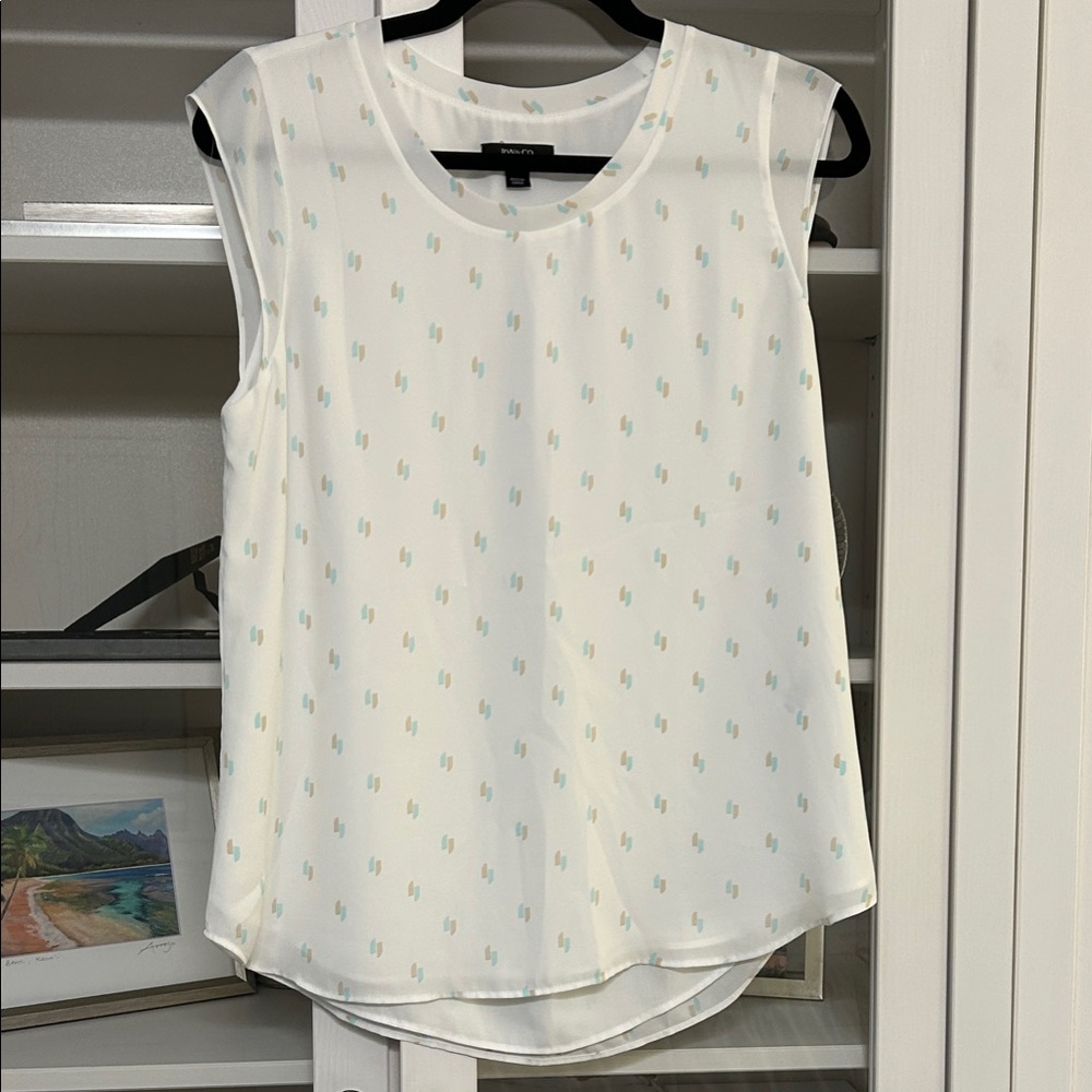 RW White Sleeveless Camisole with Mint Dot Print
